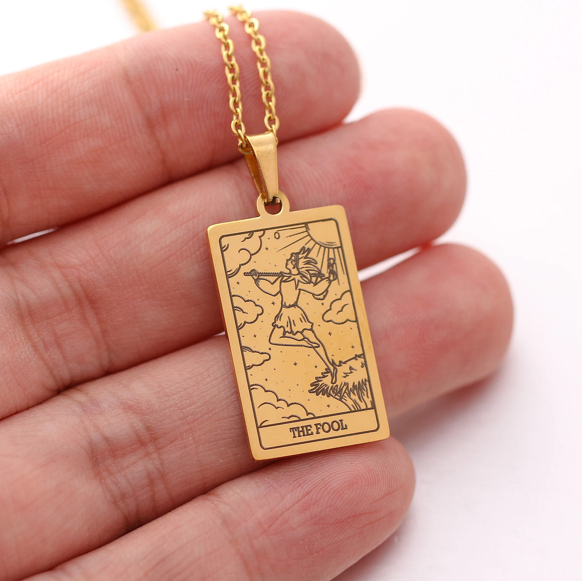 Tarot Card Necklace Stainless Steel Amulet Lucky Tarot Jewelry Women Choker Magician/Star/Moon/Sun Pendants Necklaces Wholesale