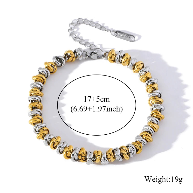 EILIECK 316L Stainless Steel Gold Color Bracelet Bangle Jewelry Charm Metal Texture 18 K Plated Heart Wrist Chain for Women
