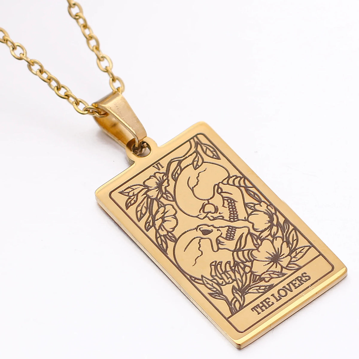 Tarot Card Necklace Stainless Steel Amulet Lucky Tarot Jewelry Women Choker Magician/Star/Moon/Sun Pendants Necklaces Wholesale