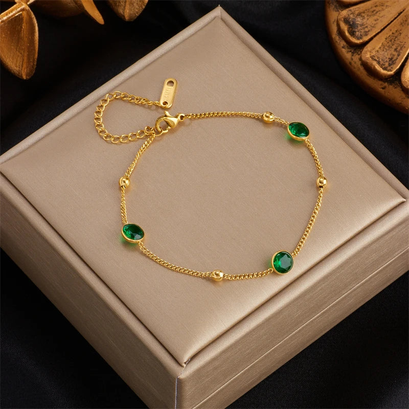 DIEYURO 316L Stainless Steel Gold Color Charm Bangle Bracelet For Women New Trend Rustproof Wrist Jewelry Party Gifts Bijoux