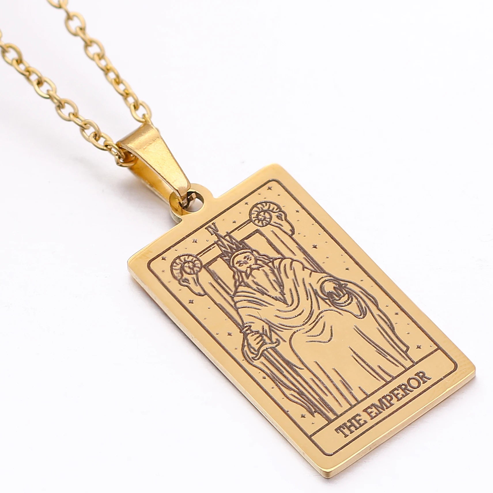 Tarot Card Necklace Stainless Steel Amulet Lucky Tarot Jewelry Women Choker Magician/Star/Moon/Sun Pendants Necklaces Wholesale