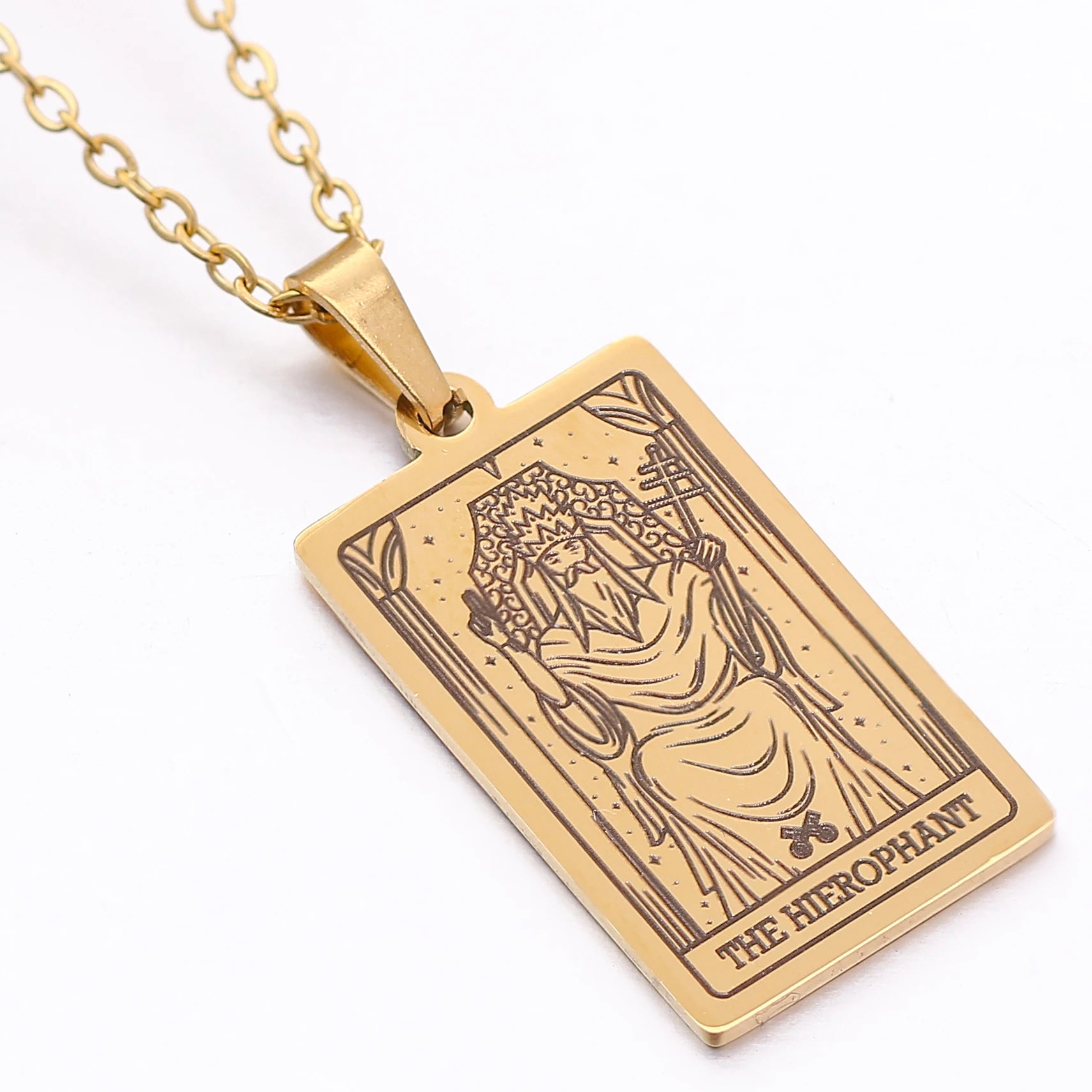 Tarot Card Necklace Stainless Steel Amulet Lucky Tarot Jewelry Women Choker Magician/Star/Moon/Sun Pendants Necklaces Wholesale