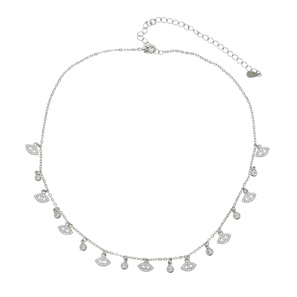 2025 New Arrived Evil Eye Round Cz Gold Silver Color Charm Choker Guardian Lucky Eye CZ Chain Pendant Necklace For Women Jewelry