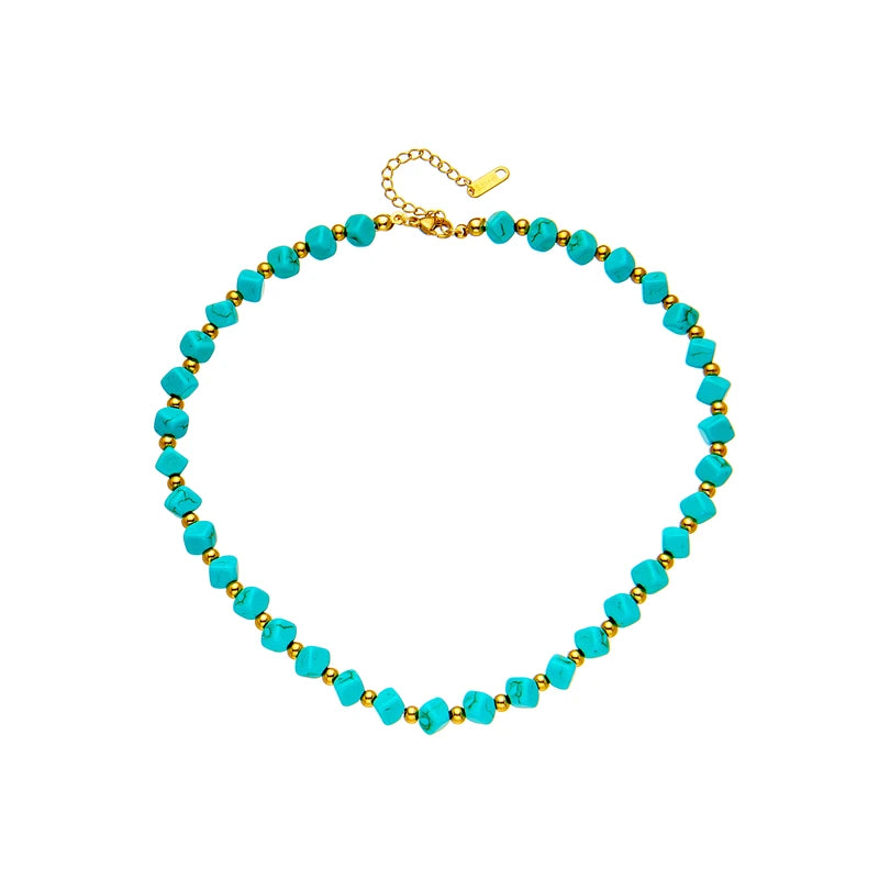 DIEYURO 316L Stainless Steel Green Stone Choker Necklace For Women New Trend Short Chain Girls Torques Jewelry Party Gift Bijoux