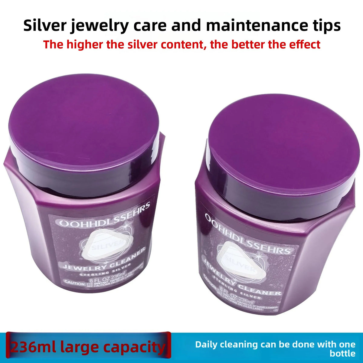 Silver Cleaner Tarnish Remover for Jewelry Polishing - Oxidation Restoration Liquid Safe Non Abrasive for Rings Necklaces Bracel
