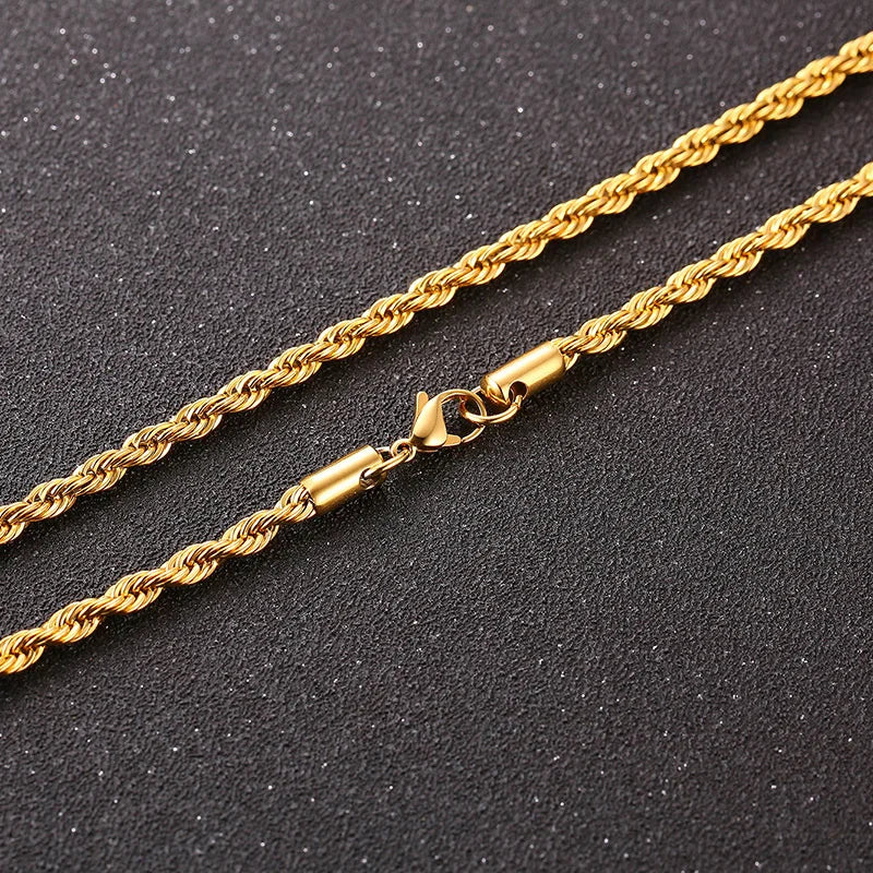 Vnox 3D Vertical Bar Necklaces for Men, Layering Stainless Steel Geometric Pendant, Layered Wheat Rope Cuban Chain, Boy Collar