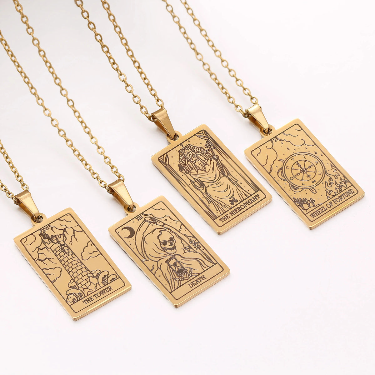 Tarot Card Necklace Stainless Steel Amulet Lucky Tarot Jewelry Women Choker Magician/Star/Moon/Sun Pendants Necklaces Wholesale