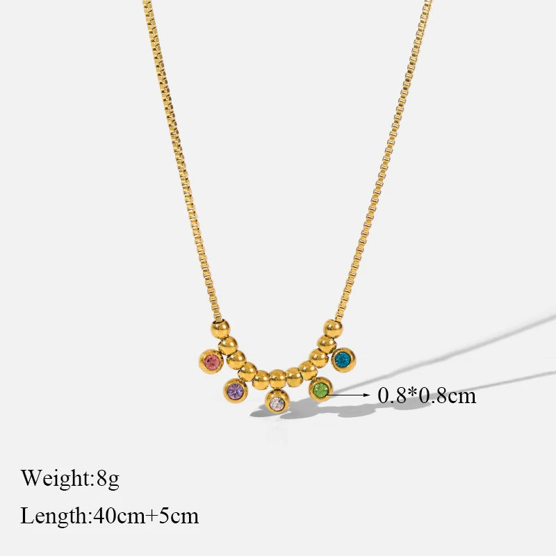 EILIECK 316L Stainless Steel Gold Color Zircon Necklace For Women Simple Style Chain Choker Fashion Wedding Necklaces Jewelry