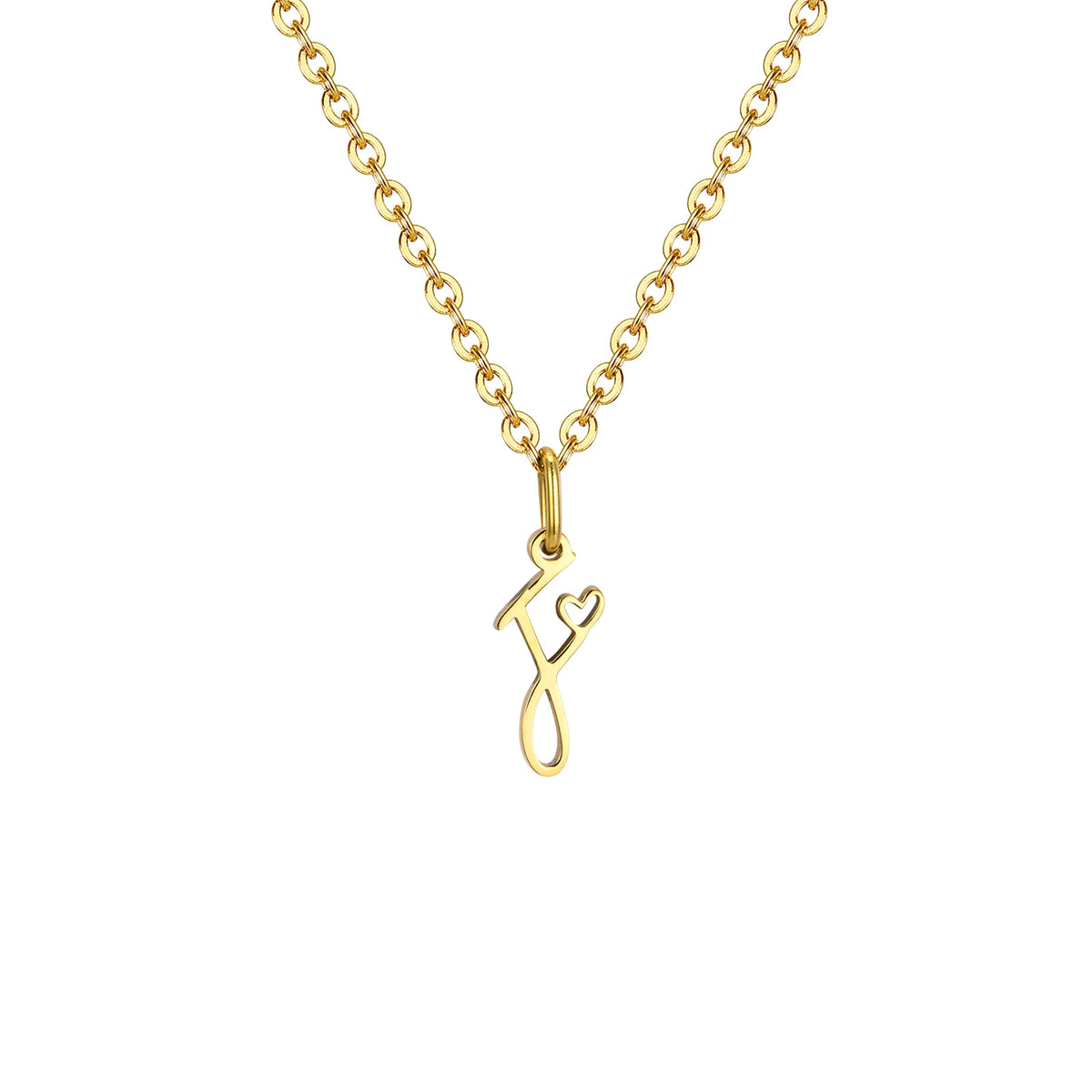 Dainty Heart Initial Necklace for Women, Gold Plated A-Z Letter Pendant, Waterproof Stainless Steel Monogram Jewelry, Personaliz