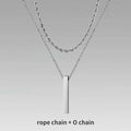 Vnox 3D Vertical Bar Necklaces for Men, Layering Stainless Steel Geometric Pendant, Layered Wheat Rope Cuban Chain, Boy Collar
