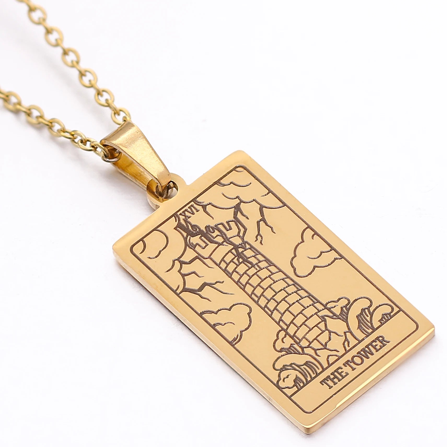 Tarot Card Necklace Stainless Steel Amulet Lucky Tarot Jewelry Women Choker Magician/Star/Moon/Sun Pendants Necklaces Wholesale