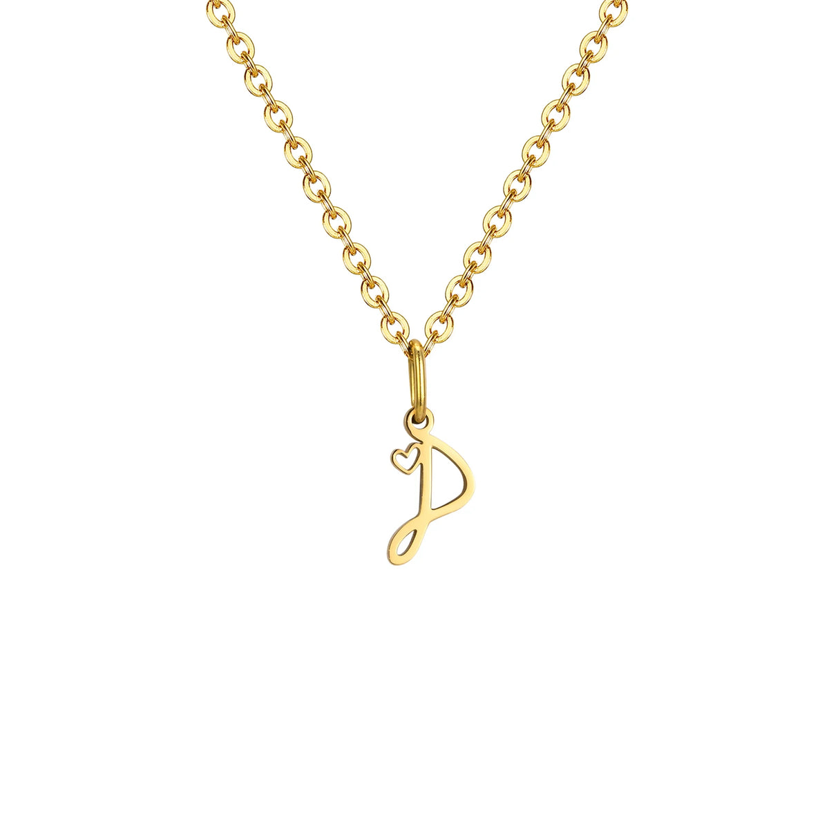 Dainty Heart Initial Necklace for Women, Gold Plated A-Z Letter Pendant, Waterproof Stainless Steel Monogram Jewelry, Personaliz