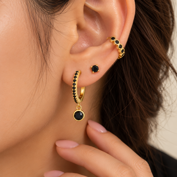 S925 Sterling Silver 4-Piece Zircon Stud & Hoop Earrings Set