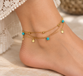 18K Gold-Plated Turquoise Shell Anklet for Women